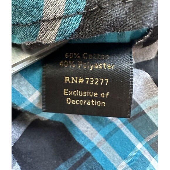 Helix Short Sleeve Button Up Shirt Black White Teal Plaid Mens Size XXL Colorful - Picture 3 of 7